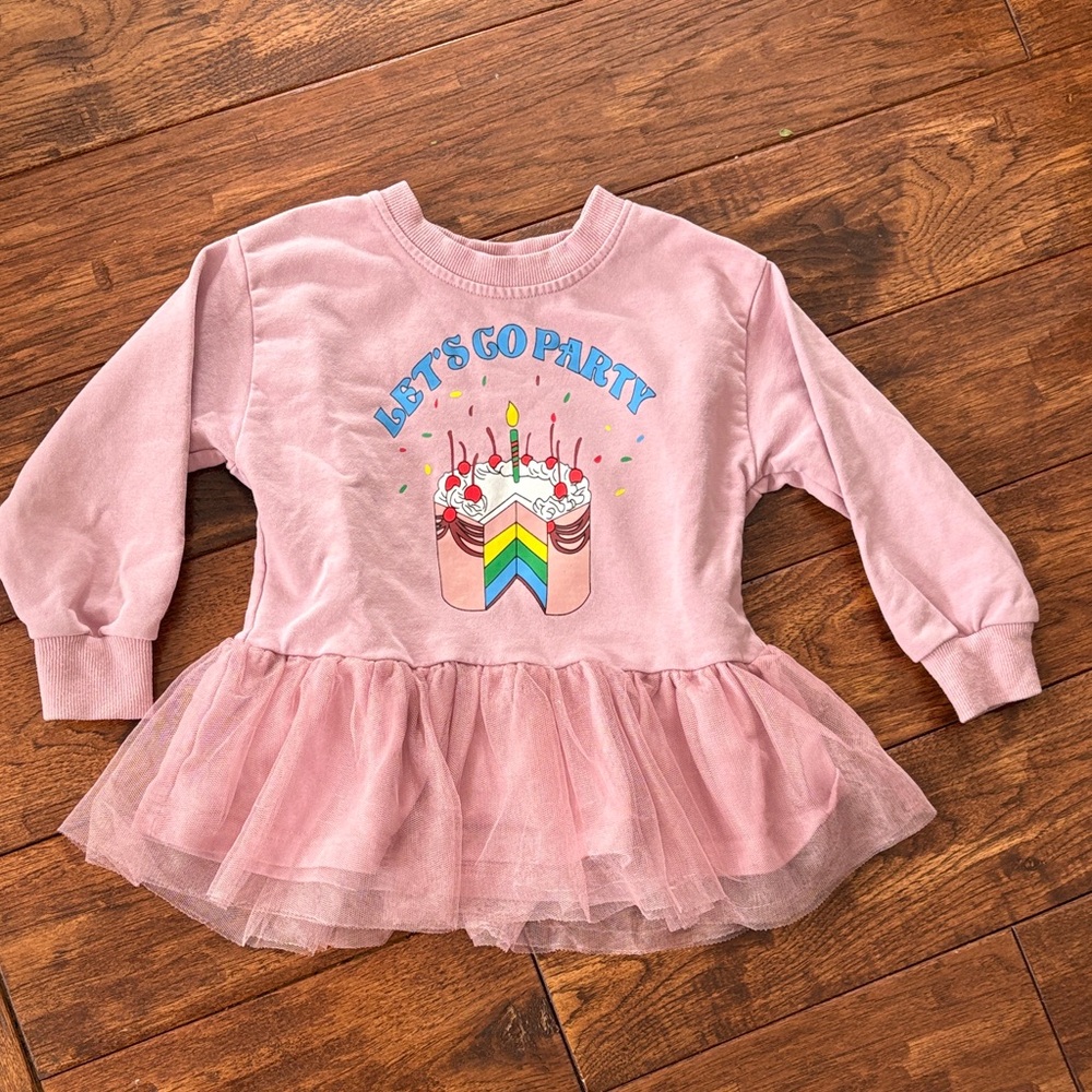 Pink Let's Go Party Tulle Top / Dress. NWOT Size 4/5.